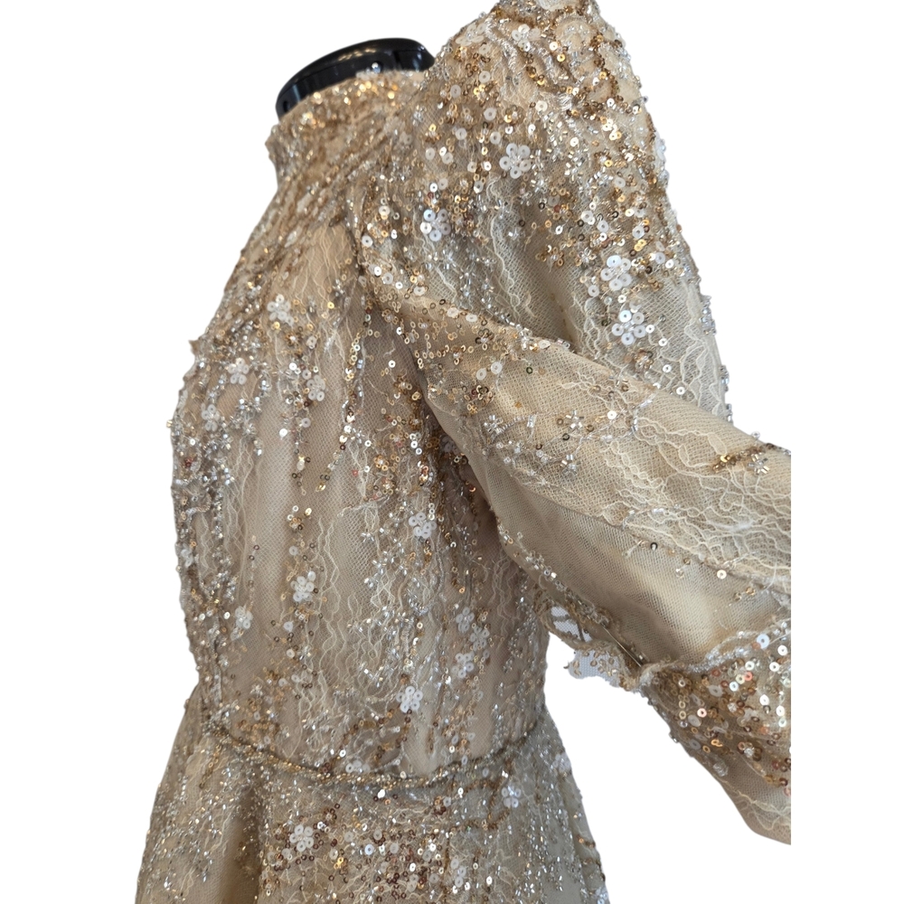 Tony Ward Couture Champagne Beaded Gown Formal Evening Dress Size L MSRP $10,000 - Picture 16 of 16